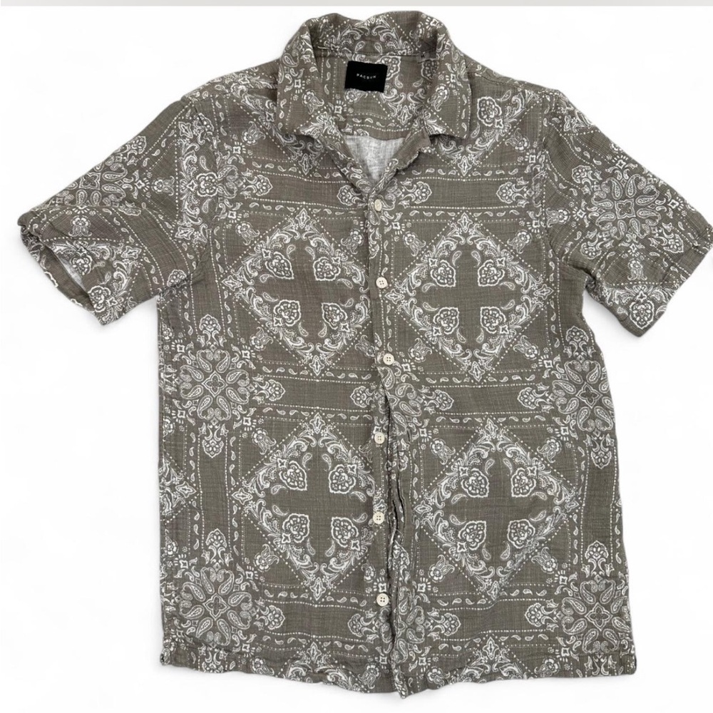 PacSun Men's Brown Patterned Button Down Shirt